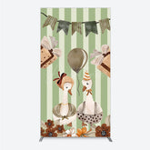 Aperturee - Aperturee Vintage Goose Couple Rectangle Backdrop for Birthday or Baby Shower Rustic Farm Themed Watercolor Storybook Decor